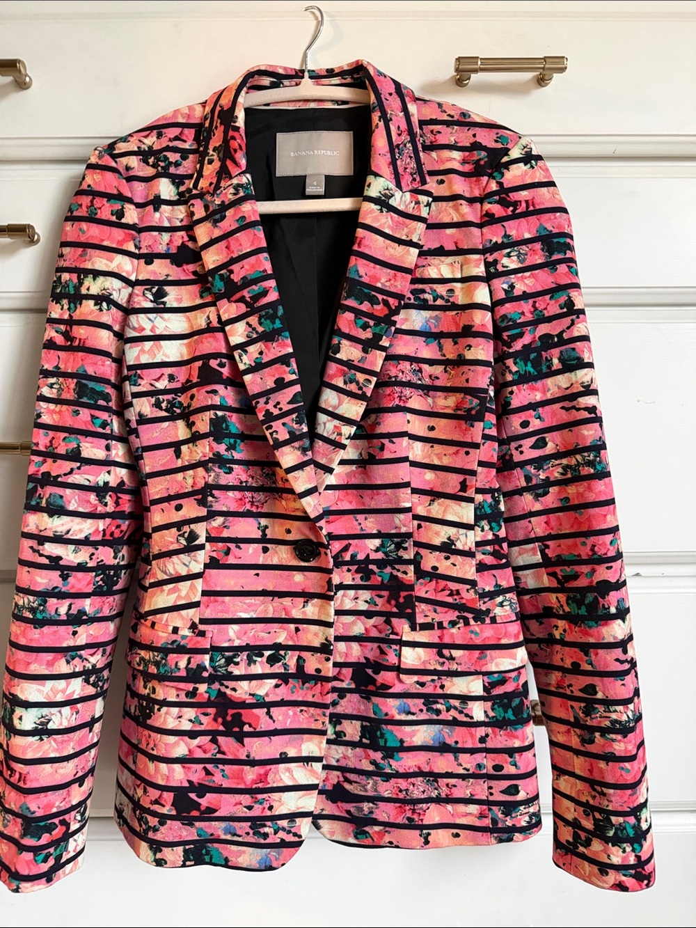 Banana Republic Pink Multi Striped Floral Blazer